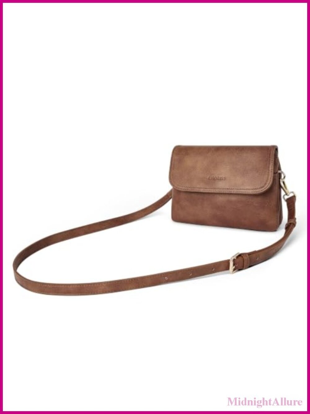 Vegan Leather Crossbody Bag Small Mini Travel Purse Adjustable Strap